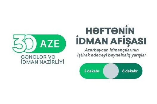 Beynəlxalq yarışlar üzrə HƏFTƏNİN İDMAN AFİŞASI İdman və Biz