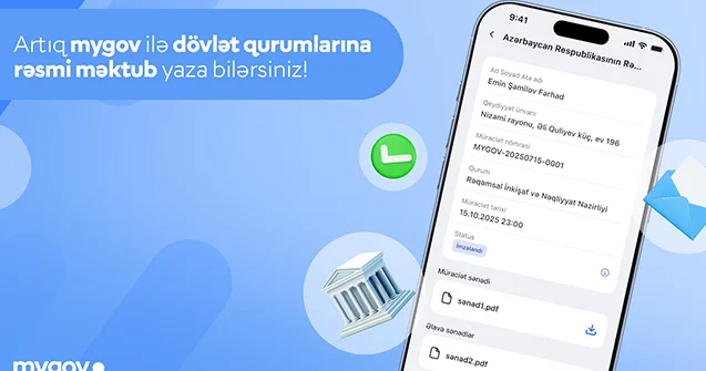 “mygov” üzərindən birbaşa rəsmi məktub göndərə biləcəksiniz