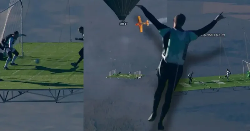 1800 metr hündürlükdə futbol matçı VİDEO