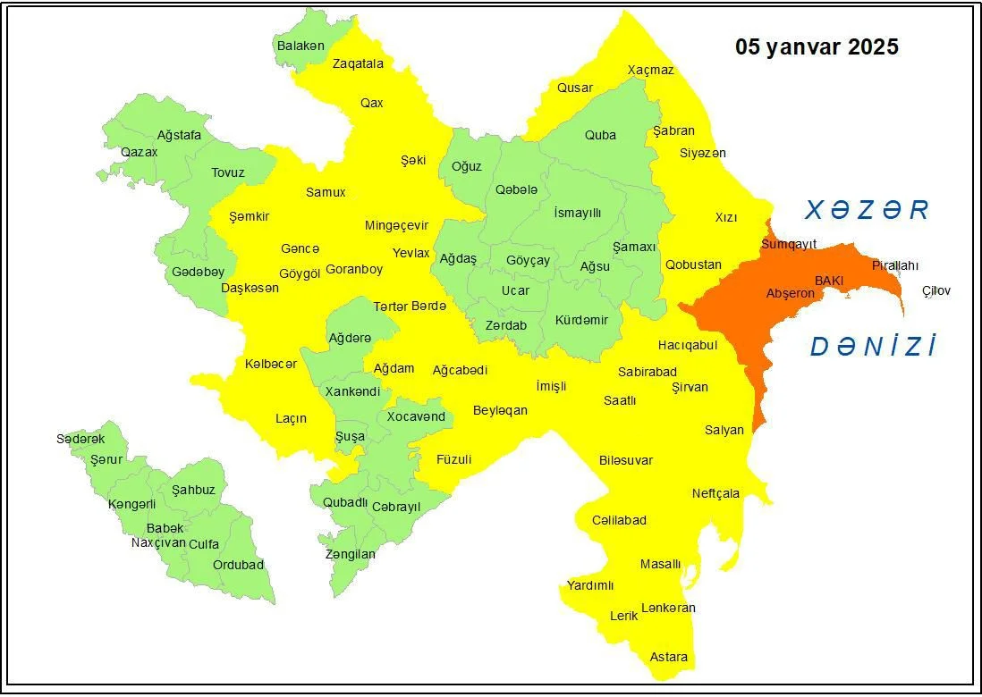 Küləkli hava şəraiti ilə bağlı sarı və narıncı xəbərdarlıq verilib