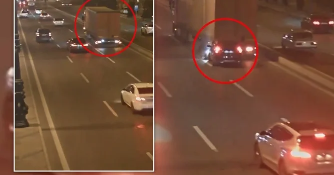 Bakıda geriyə hərəkət edən TIR ın səbəb olduğu qəzanın anbaan görüntüləri