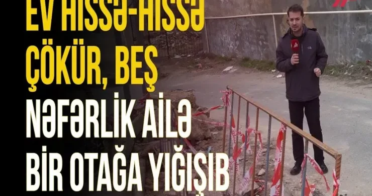 Günəşlidə ev çökür, çirkab sular oradan keçir VİDEO