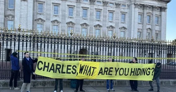 Kral sarayı qarşısında aksiya Nəyi gizlədirsən? (VİDEO)