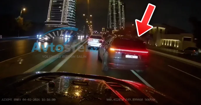 Prospektdə ara məsafəsini saxlamayıb təhlükə yaradan sürücü 99 MM 833 VİDEO
