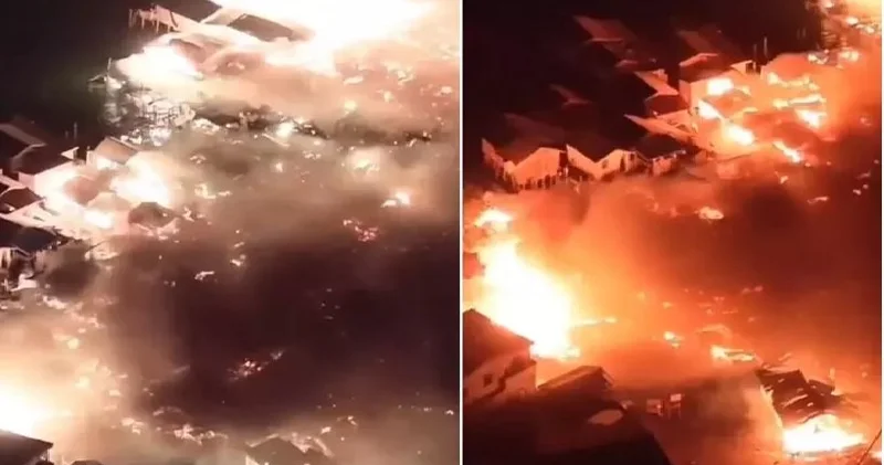 Ölkə cəhənnəm yaşadı! Yüzlərlə ev bir neçə dəqiqə ərzində külə döndü