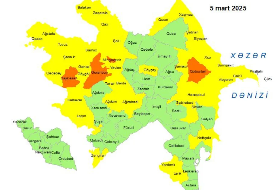 Küləkli hava şəraiti ilə bağlı sarı və narıncı xəbərdarlıq verilib