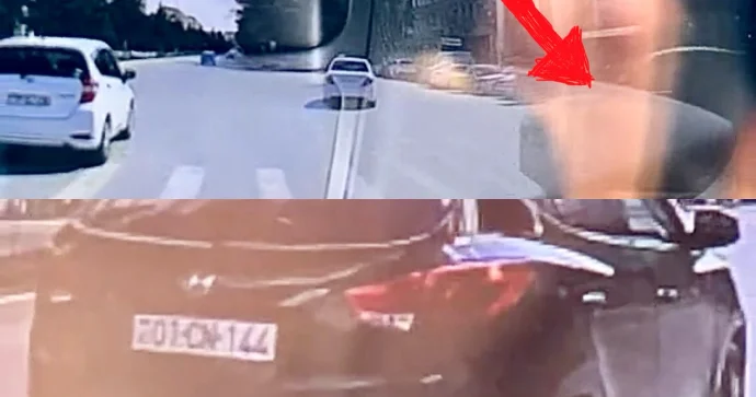 Sumqayıtda qadın sürücü maşınların önünə çıxıb təhlükə yaratdı VİDEO