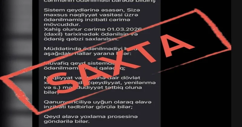 DYP cərimə borcu barədə saxta SMS bildirişlərlə bağlı vətəndaşlara müraciət edib