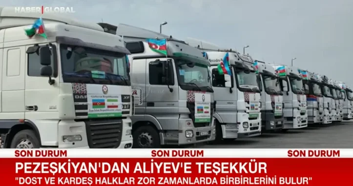 Телеканал Haber Global показал кадры отправки гуманитарной помощи из Азербайджана в Иран