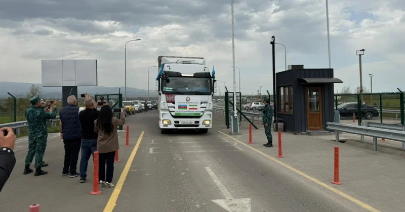 İrana göndərilən növbəti humanitar yardım “Cənub Astara” dövlət sərhədindən buraxılış məntəqəsinə daxil olub