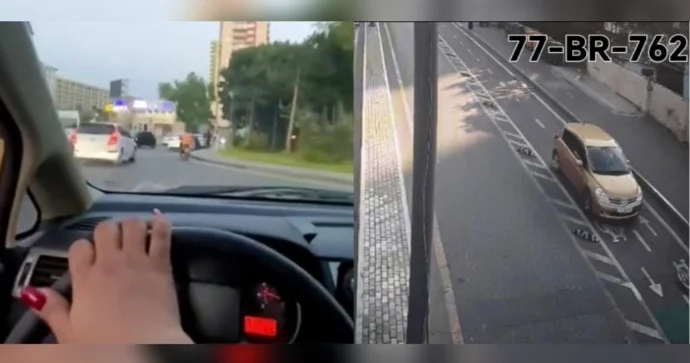 Bakıda avtoş xanım sürücü peyda olub: Velosiped zolağının əksinə hərəkət edir VİDEO