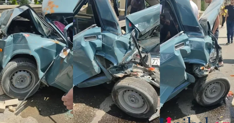 Ağsuda taksi Ford la toqquşdu VİDEO