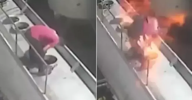 В Турции после взрыва на заводе рабочего отбросило на несколько метров Видео