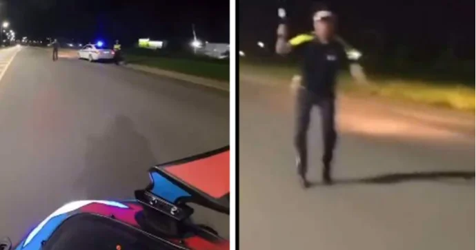 Yol polisi əməkdaşı ilə motosikletçi arasında İNSİDENT VİDEO