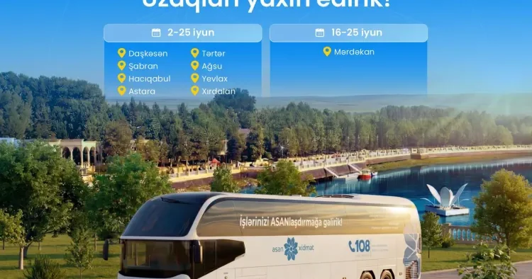 İyunda Səyyar ASAN xidmətin fəaliyyət göstərəcəyi ÜNVANLAR