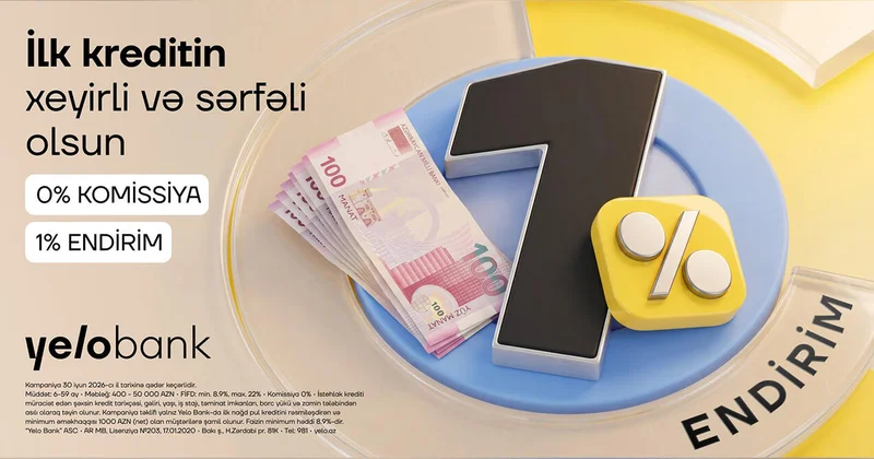 İlk dəfə kredit alan müştərilər üçün “Yelo Bank”dan komissiyasız və endirimli təklif