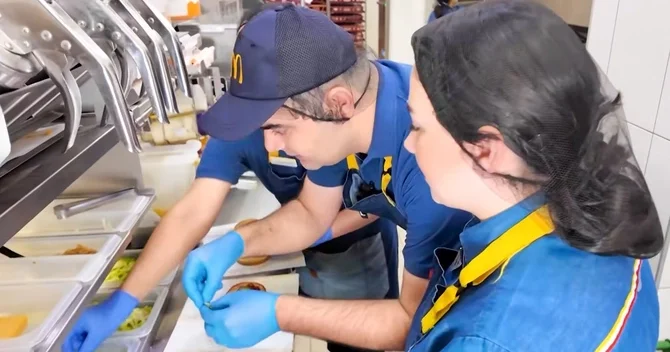 Aparıcı restoranda hamburger hazırladı