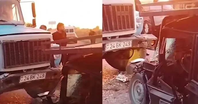 Şirvanda VAZ 2106 yük maşını ilə TOQQUŞDU VİDEO