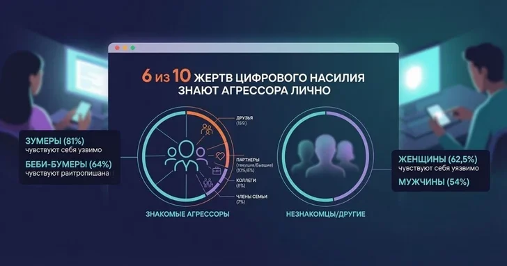 6 из 10 жертв цифрового насилия в мире знают агрессора лично ИССЛЕДОВАНИЕ