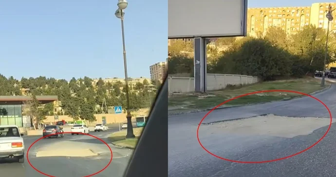 Yeni Günəşlidə sürücülərin kabusuna çevrilən yol: Qazdıqları kimi də qoyub gediblər VİDEO