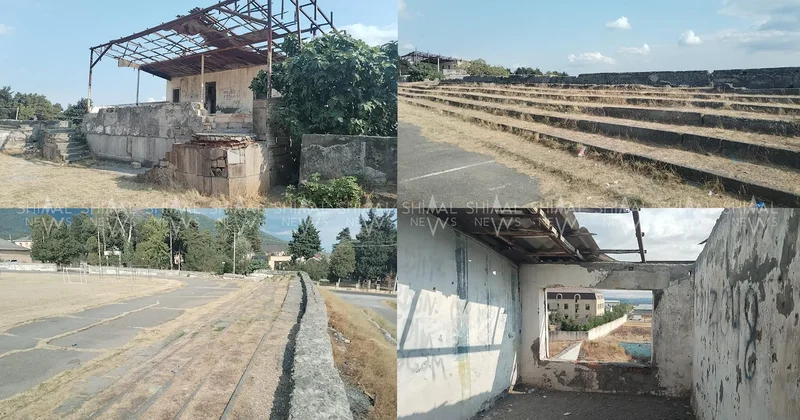 Oğuzun mərkəzi stadionunun acınacaqlı vəziyyəti Sanki zəlzələ baş verib + VİDEO
