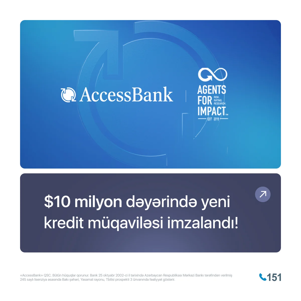 AccessBank $10 milyon dəyərində yeni kredit müqaviləsi imzaladı Azərbaycanda özəl xəbərlər, araşdırmalar, təhlillər və müsahibələrin tək ünvanı