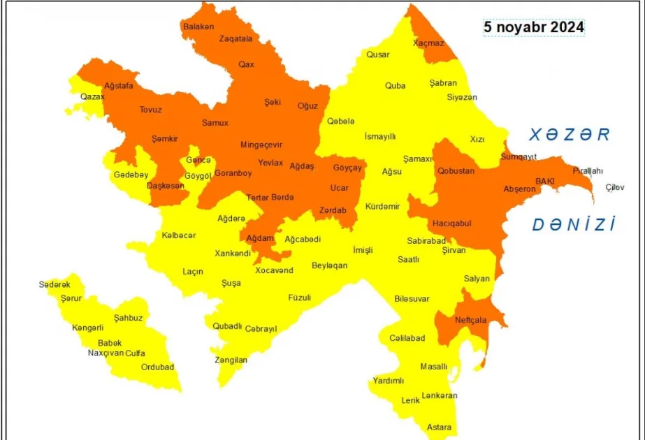 Küləkli hava şəraiti ilə bağlı sarı və narıncı xəbərdarlıq edilib