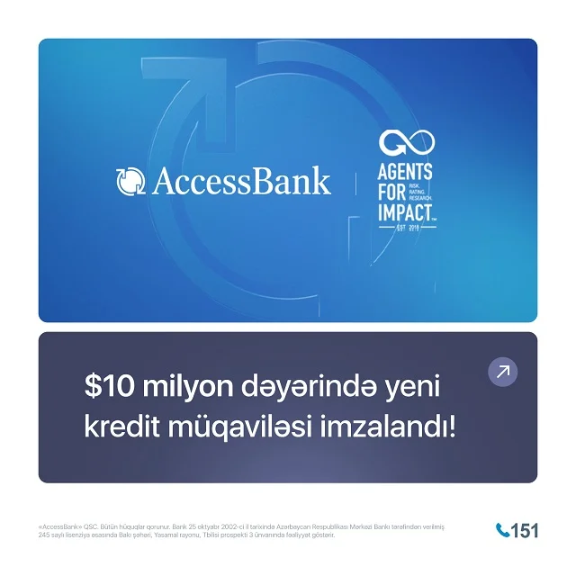 AccessBank $10 milyon dəyərində yeni kredit müqaviləsi imzaladığını elan edir