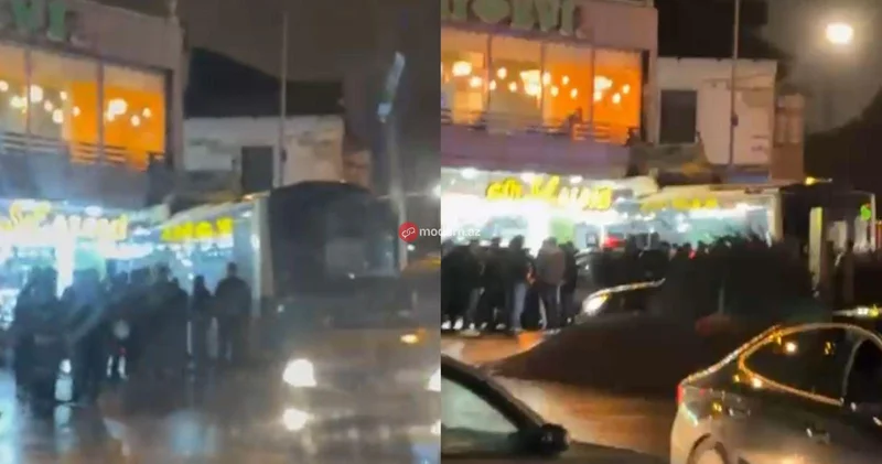 Bakıda avtobus gül dükanına girdi