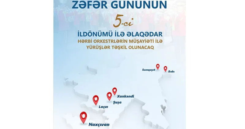 Zəfər Günü münasibətilə hərbi orkestrlərin müşayiəti altında yürüşlər keçiriləcək