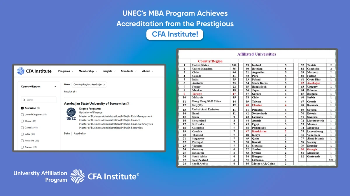 Программа MBA UNEC получила аккредитацию престижного института CFA! (ФОТО)