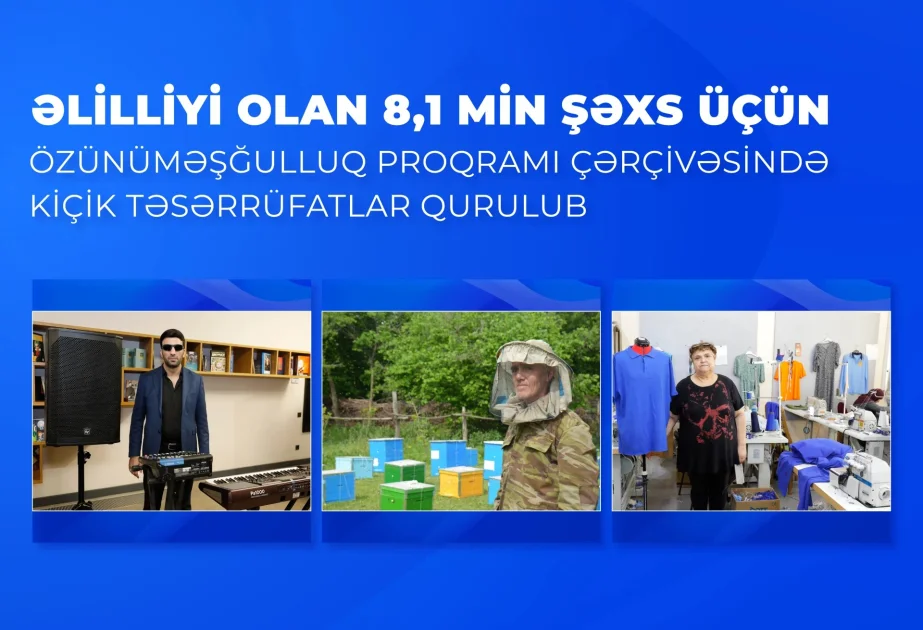 Əlilliyi olan 8,1 min şəxs üçün özünüməşğulluq proqramı çərçivəsində kiçik təsərrüfatlar qurulub