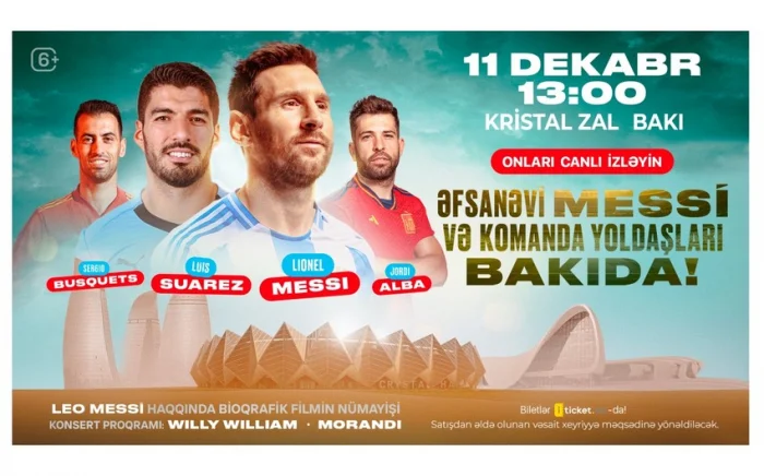 Messi və komanda yoldaşları Bakıya