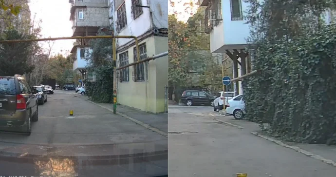 Bina sakinləri məhəllənin ortasına metal maneə qoyub yolu bağladı VİDEO