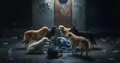 Küçə itləri atılmış körpəni xilas etdilər