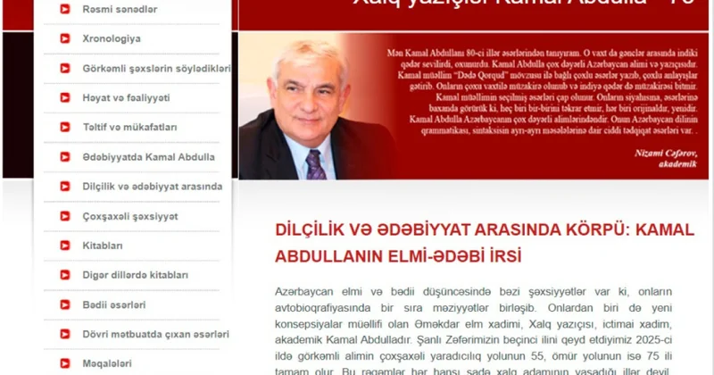 Kamal Abdullanın 75 illiyi münasibətilə elektron məlumat bazası hazırlandı