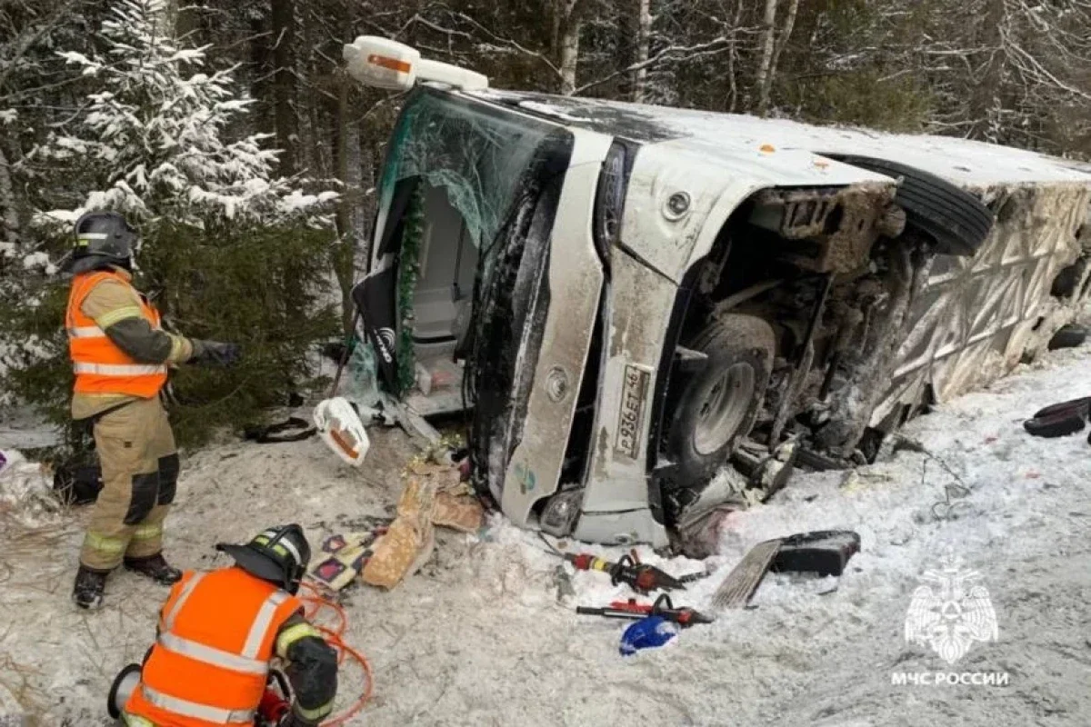 В Карелии перевернулся туристический автобус, пострадали 15 человек