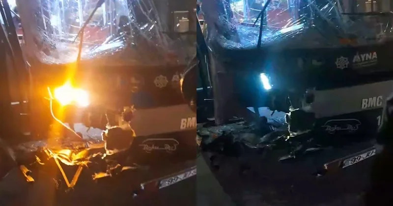 BakuBus a məxsus sərnişin avtobusu minik maşını ilə TOQQUŞUB