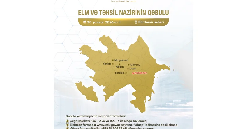 Elm və təhsil naziri Kürdəmirdə vətəndaş qəbulu keçirəcək