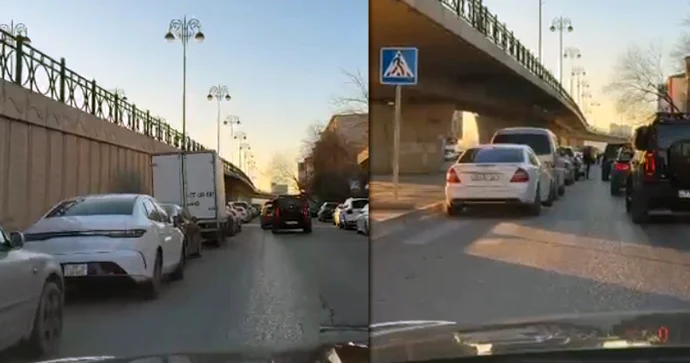 Körpünün sağında yerləşən qanunsuz parkinq sürücüləri təngə gətirdi VİDEO