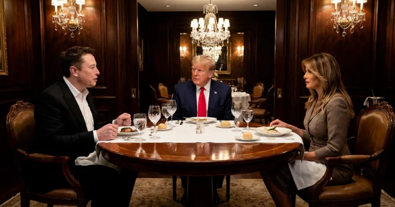 İlon Mask Tramp və Melaniya ilə eyni masada