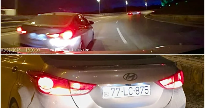 Hava limanı yolunda kobud qayda pozan sürücü avtomobili vurdu; ziyanı ödəmədi VİDEO