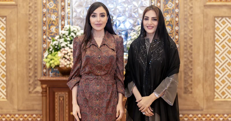 Leyla Əliyeva Maskatda Omanın birinci xanımı ilə görüşdü Foto