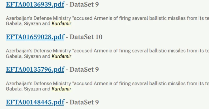 Epşteyn sənədlərində adları çəkilən 4 Azərbaycan rayonu hansıdır? FOTO