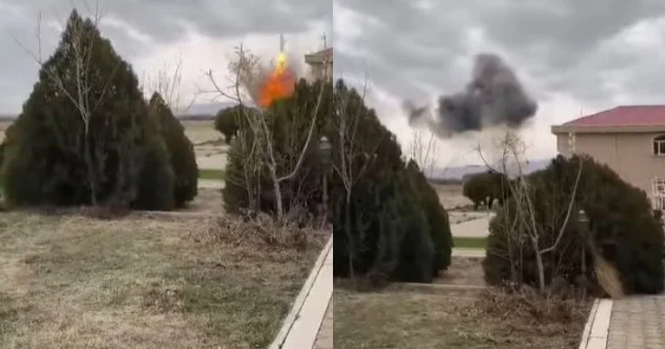 Dron məktəbin yaxınlığına belə düşüb Video
