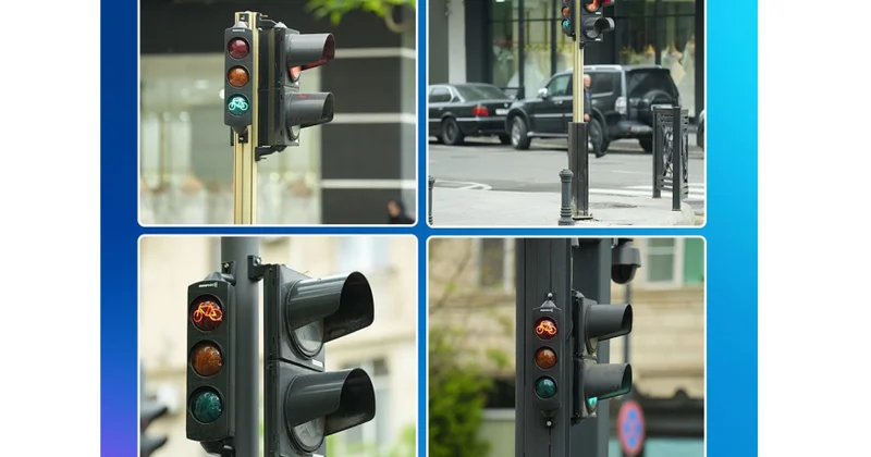Bakıda svetoforlara yeni nəsil, LED işıqlandırma ilə təchiz olunan velospied bölmələri quraşdırılıb