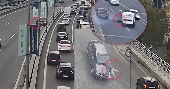 Bakıda piyada vurulması ilə nəticələnən dəhşətli QƏZALARIN GÖRÜNTÜLƏRİ