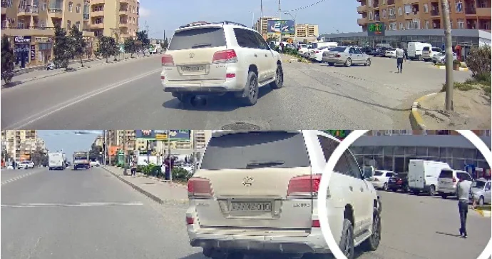 Sürücü və piyadanı təhlükəyə atıb, heç nə olmamış kimi yoluna davam etdi VİDEO