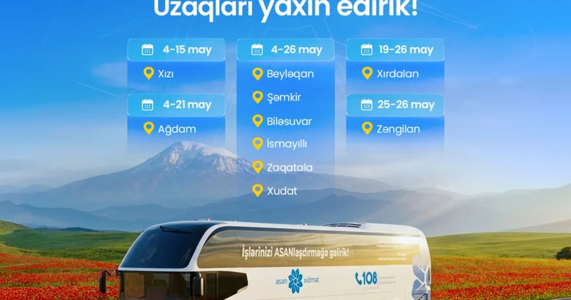 Адреса, по которым в мае будет оказывать услуги выездная служба ASAN xidmət