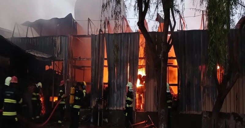 Gəncədə günəbaxan tumu zavodunda güclü yanğın baş verib FOTO